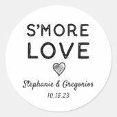 S'more Love Heart Black White Rustic Wedding Ronde Sticker (Voorkant)