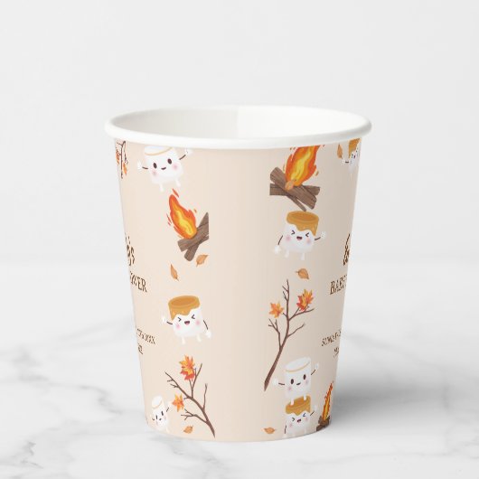S'more Love Herfst Rustic Camping Baby shower Papieren Bekers (Links)