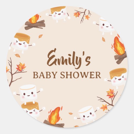 S'more Love Herfst Rustic Camping Baby shower Ronde Sticker (Voorkant)