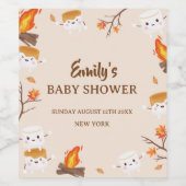 S'more Love Herfst Rustic Camping Baby shower Wijn Etiket (Enkel label)