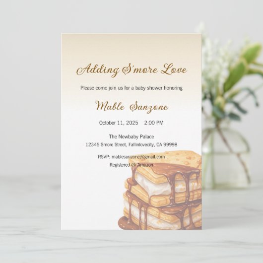 S'more Love Invitation, Baby shower toevoegen Kaart (Staand voorkant)