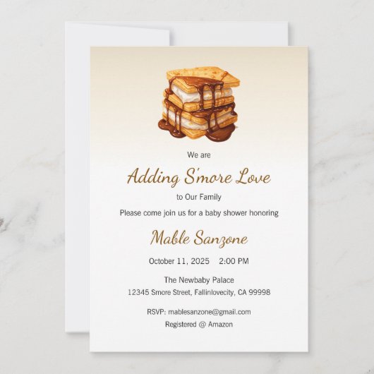 S'more Love Invitation, Baby shower toevoegen Kaart (Voorkant)