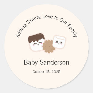 S'more Love Invitation, Baby shower toevoegen Ronde Sticker