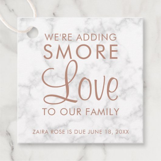 Smore Love Marble Roos Gold Girl Baby shower Bedankjes Labels (Voorkant)