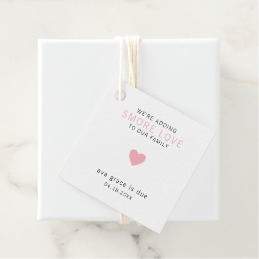 Smore Love Modern Pink Heart Girl Baby shower Bedankjes Labels (In situ)