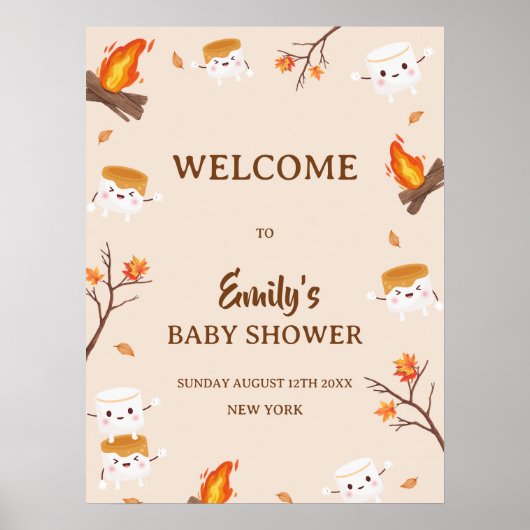 S'more Love Rustic Camping Baby shower Welkom Poster (Voorkant)
