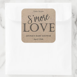 S'More Love Rustic Kraft Favor Tag voor Baby showe Vierkante Sticker
