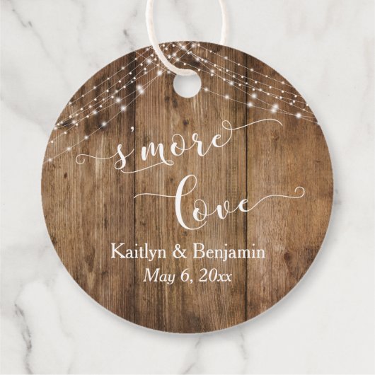 "S'More Love" Rustiek hout & lichte snaren Bedankjes Labels (Achterkant)