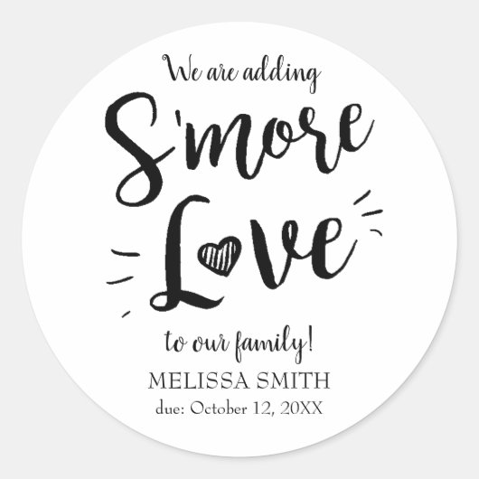 Smore Love S'mores Baby shower toevoegen Ronde Sticker (Voorkant)