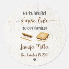 S'more Love S'mores toevoegen Baby shower Favor Ronde Sticker
