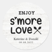 S'more Love Wedding White Wood Round Sticker (Voorkant)