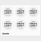 S'more Love Wedding White Wood Round Sticker (Vel)