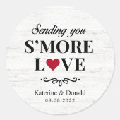 S'more Love Wedding White Wood Round Sticker (Voorkant)
