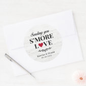 S'more Love Wedding White Wood Round Sticker (Envelop)