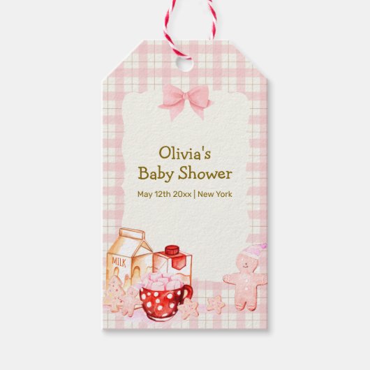 Smore Milk & Cookie Gingham Winter Baby shower Cadeaulabel (Voorkant)