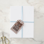 S'more om van te houden Bruine Gingham Strik Baby Cadeaulabel (Met Touw)