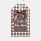 S'more om van te houden Bruine Gingham Strik Baby Cadeaulabel (Achterkant)
