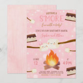 S'more Pink Girl Bonfire Baby shower Kaart (Voorkant / Achterkant)