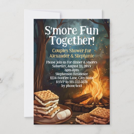 Smore Plezier met Vrienden Bonfire Couples Douche Kaart (Voorkant)