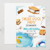 S'more pool birthday party invitation kaart (Voorkant / Achterkant)