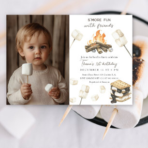 S'more Pret Fun Kampvuur 1e Verjaardagsuitnodiging Kaart