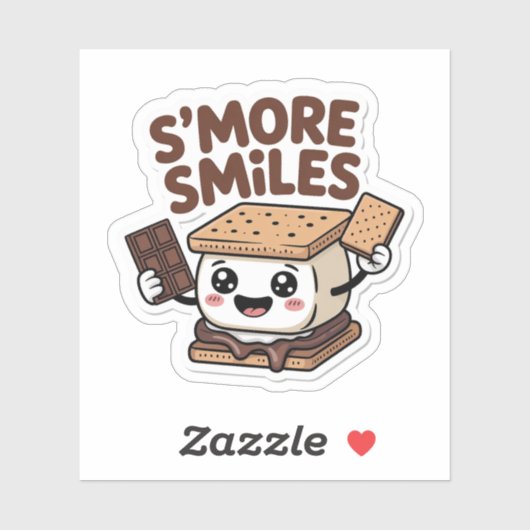 S'more Smiles Schattigee Kawaii kampvuur traktatie Sticker (Vel)