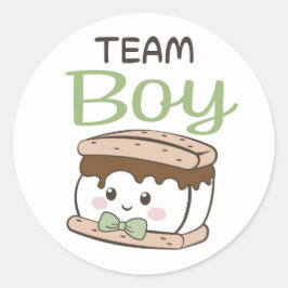 S'more Team Boy sticker met salie groen boog strop