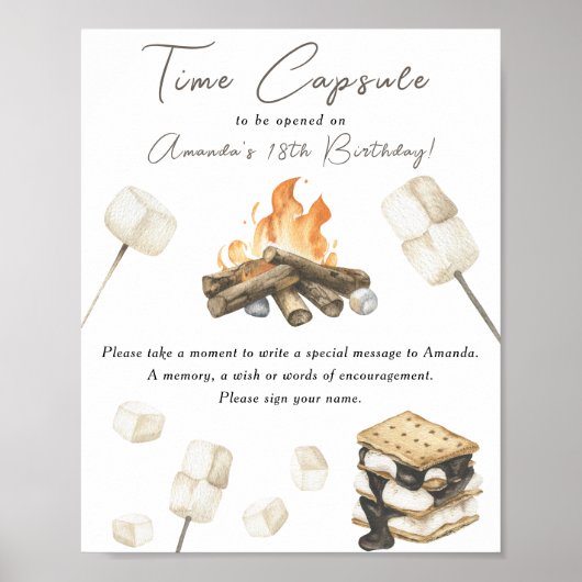 S'more Time Capsule 1e verjaardagsfeestje Poster (Voorkant)