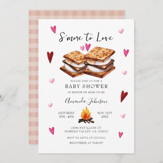 S'more to Love Bonfire Baby shower Kaart (Voorkant / Achterkant)