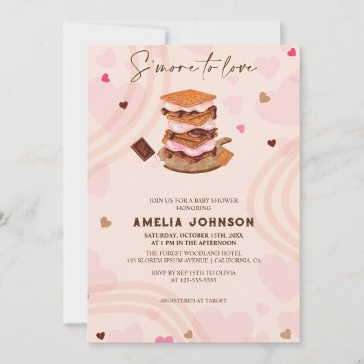 S'more to Love hart roze valentijnen Baby shower Kaart (Voorkant)