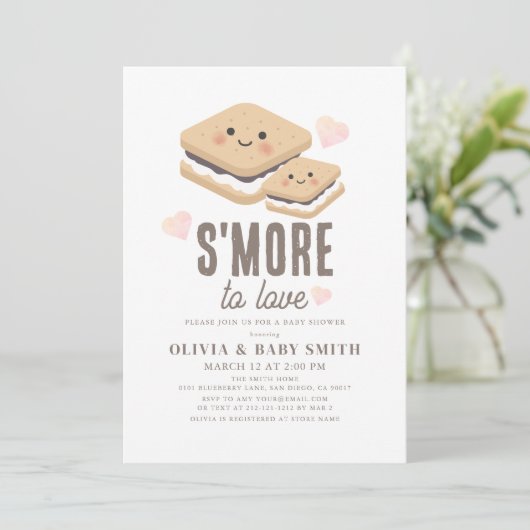 S'more to Love Kawaii Genderneutraal Baby shower Kaart (Staand voorkant)