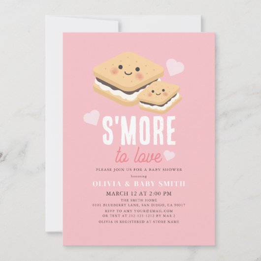 S'more to Love Kawaii Roze Meisje Baby shower Kaart (Voorkant)
