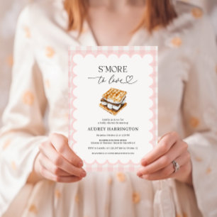 S'More to Love Preppy Roze Geruite Meisje Baby Sho Kaart