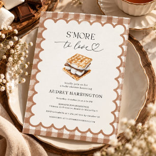 S'More to Love Voorpret Bruine Geruite Baby Shower Kaart