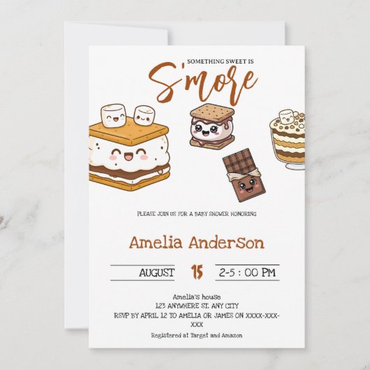 S'more toevoegen aan Love marshmallow Baby shower Kaart (Voorkant)