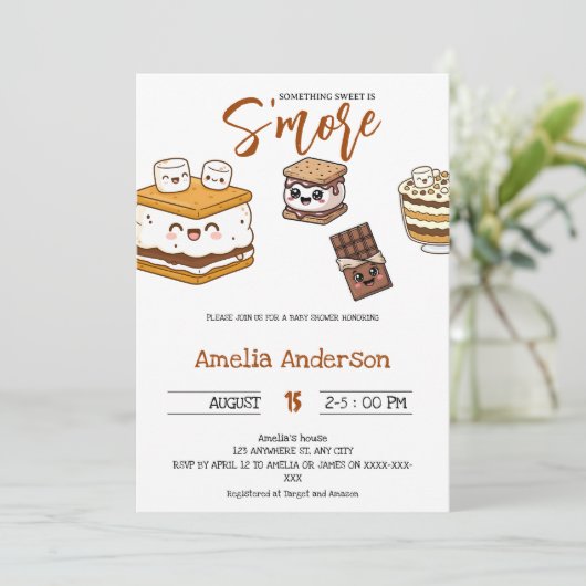 S'more toevoegen aan Love marshmallow Baby shower Kaart (Staand voorkant)