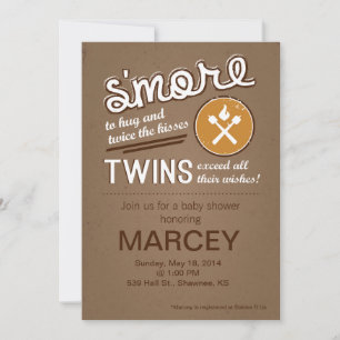 S'more Twin Baby shower Kaart