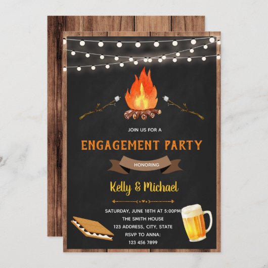 S'more verlovingsfeest uitnodiging (Voorkant / Achterkant)