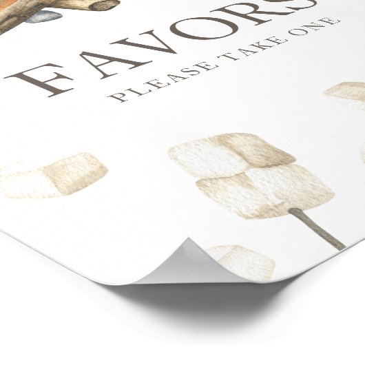 S'more vreugdevuur baby shower - Favors Poster (Hoek)