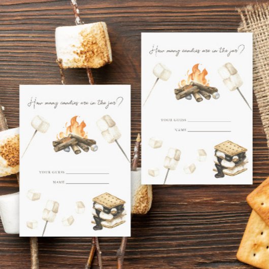 S'more vreugdevuur baby shower Hoeveel snoepjes Informatiekaartje