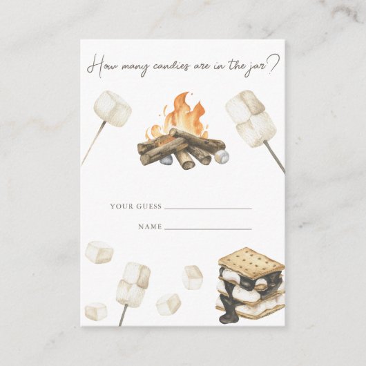 S'more vreugdevuur baby shower Hoeveel snoepjes Informatiekaartje (Voorkant)