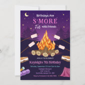 S'more vreugdevuur campingfeest verjaardagsuitnodi kaart (Voorkant)