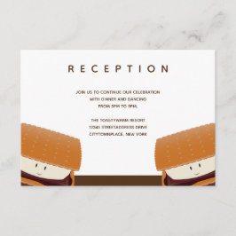 S'more Wedding White Brown Reception Informatiekaartje
