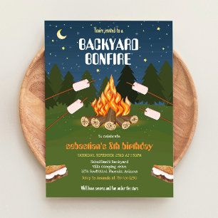 S'mores achtertuin kamperen kampvuur verjaardag  kaart