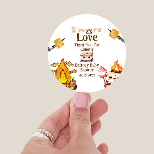 Smores Baby shower Dank u voor sticker Smore