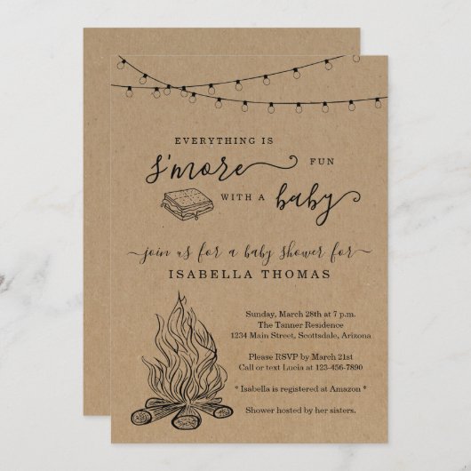 S'mores Baby shower Uitnodiging (Voorkant / Achterkant)