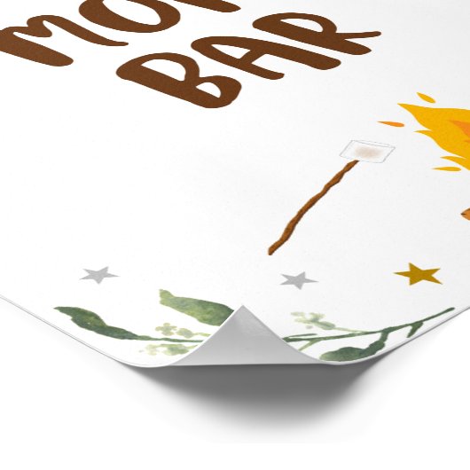 S'mores Bar Camping Campfire Greenery Birthday Poster (Hoek)