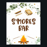 S'mores Bar Camping Campfire Greenery Birthday Poster<br><div class="desc">Dit schattige teken zal een geweldige aanvulling zijn op de mores van een man of het kampeerfeest! Het ontwerp bevat de mores van onze hand en de illustraties van het kampvuur met waterverf greenery accenten.</div>
