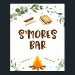 S'mores Bar Camping Campfire Greenery Birthday Poster<br><div class="desc">Dit schattige teken zal een geweldige aanvulling zijn op de mores van een man of het kampeerfeest! Het ontwerp bevat de mores van onze hand en de illustraties van het kampvuur met waterverf greenery accenten.</div>