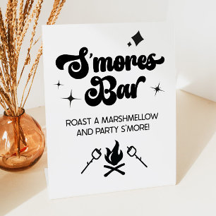 S'Mores Bar Marshmallow Roast Laten we feesten Reclamebord Met Voetstuk